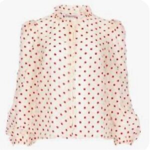 ✨NWT Wolf & Badger Traffic People Ivory Blouse with Red Dots Large